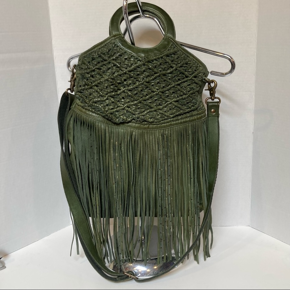 Free People Juliet  Fringe Macramé Green Tote
